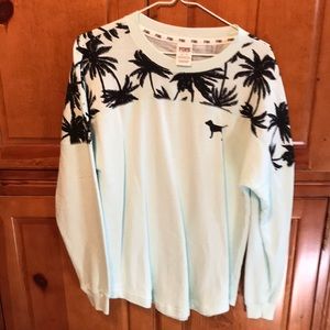 mint green long sleeve PINK TOP